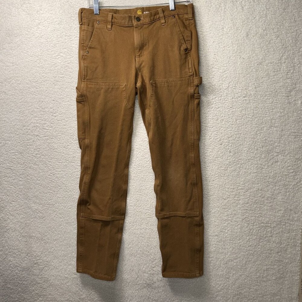 Carhartt Womens Straight Fit 6 Brown Work Pants Double Knee Tool Pockets 30x31.5
